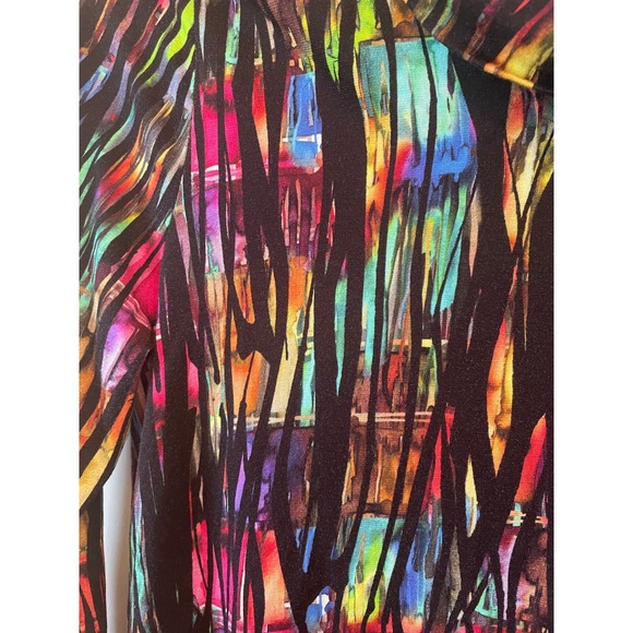 Snoskins Size S Long Sleeve Cowl Neck Viscose Top Stained Glass Kaleidescope - Picture 5 of 5